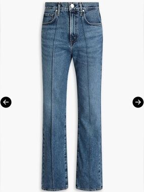 GOLDSIGN sz 28 Women's MARTIN Straight Leg front seam Jeans in Mid Blue Wash